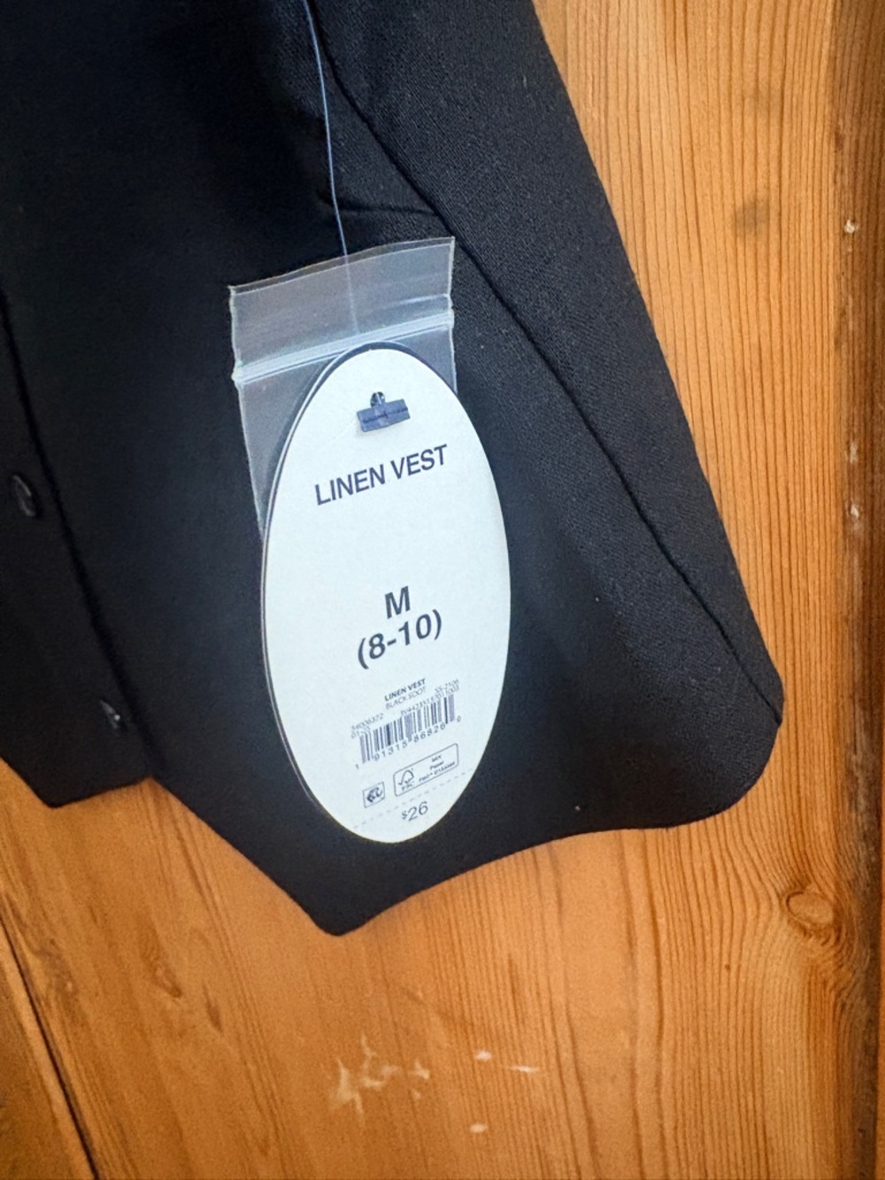 NWT Scoop NYC Black Button Front Linen Blend Vest sz Medium - Picture 4 of 4